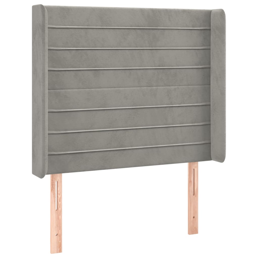 Letto a Molle Materasso e LED Grigio Chiaro 80x200 cm Velluto | homemem39
