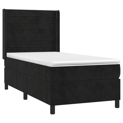 Letto a Molle con Materasso e LED Nero 80x200 cm in Velluto