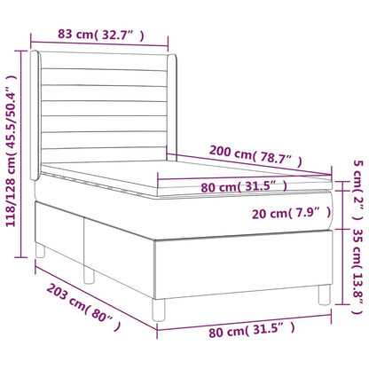 Letto a Molle con Materasso e LED Nero 80x200 cm in Velluto | homemem39