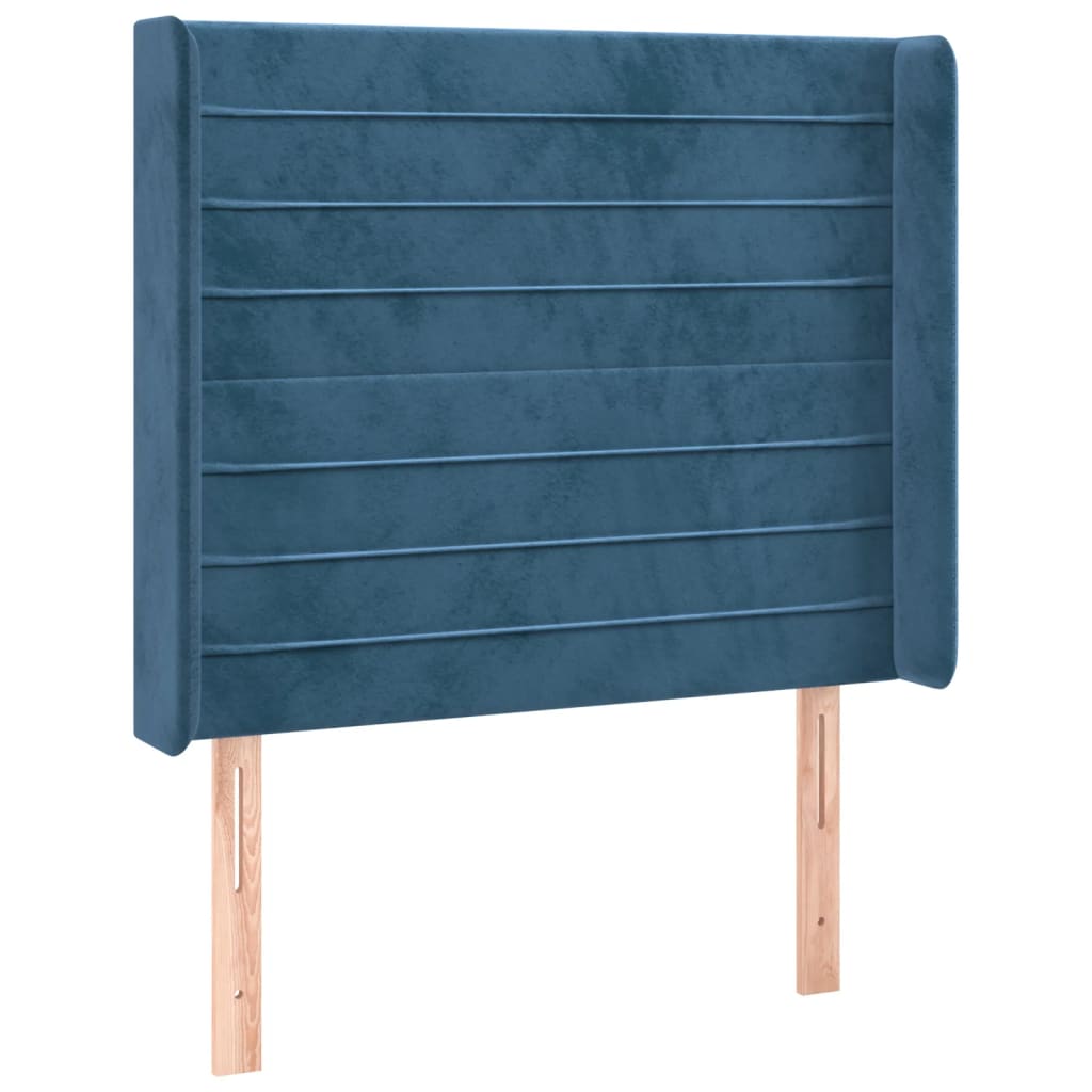 Letto a Molle con Materasso e LED Blu Scuro 80x200cm in Velluto - homemem39