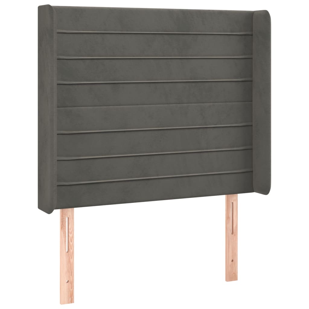 Letto a Molle con Materasso e LED Grigio Scuro 90x190cm Velluto | homemem39