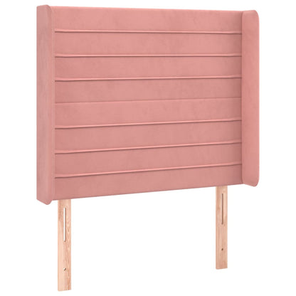 Letto a Molle con Materasso e LED Rosa 90x190 cm in Velluto