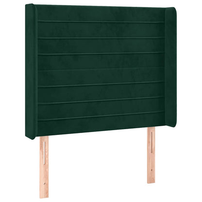 Letto a Molle con Materasso e LED Verde Scuro 90x200cm Velluto | homemem39