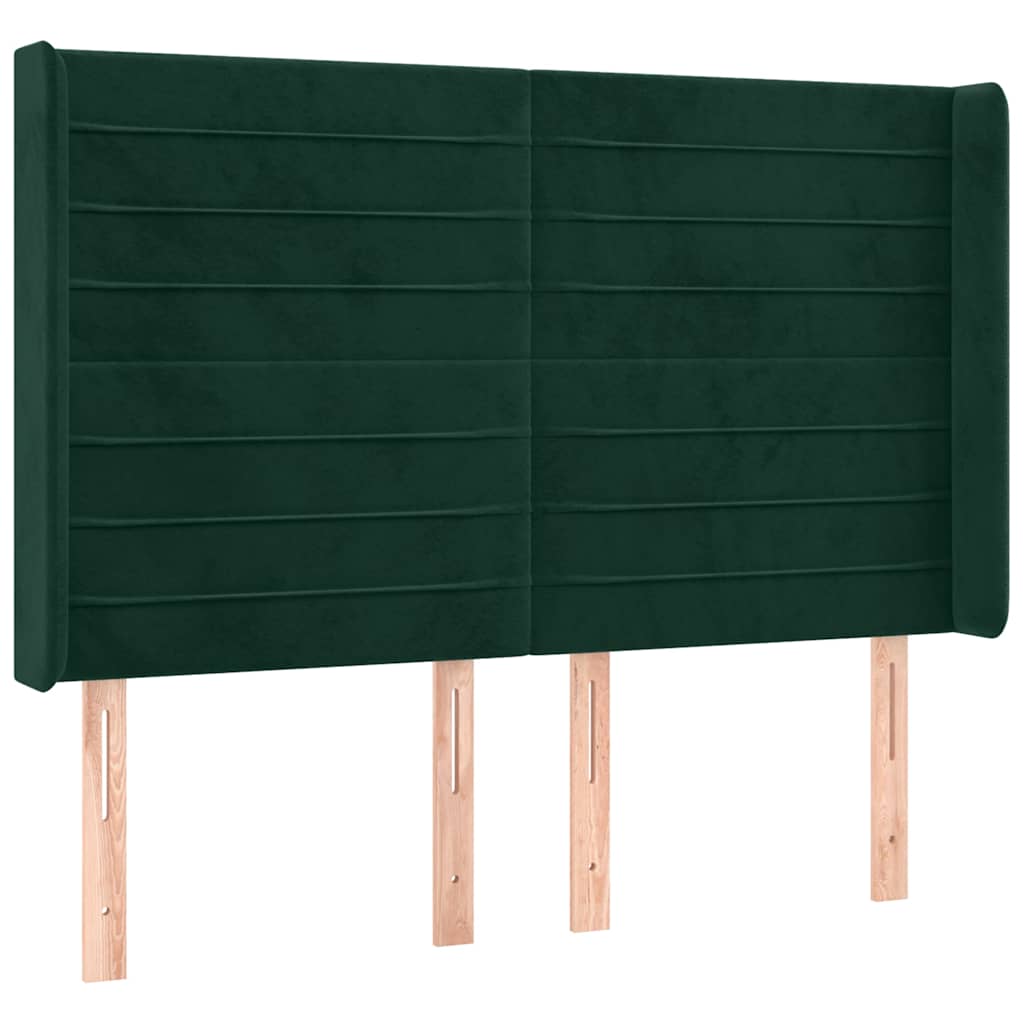 Letto a Molle con Materasso e LED Verde Scuro 140x190cm Velluto | homemem39
