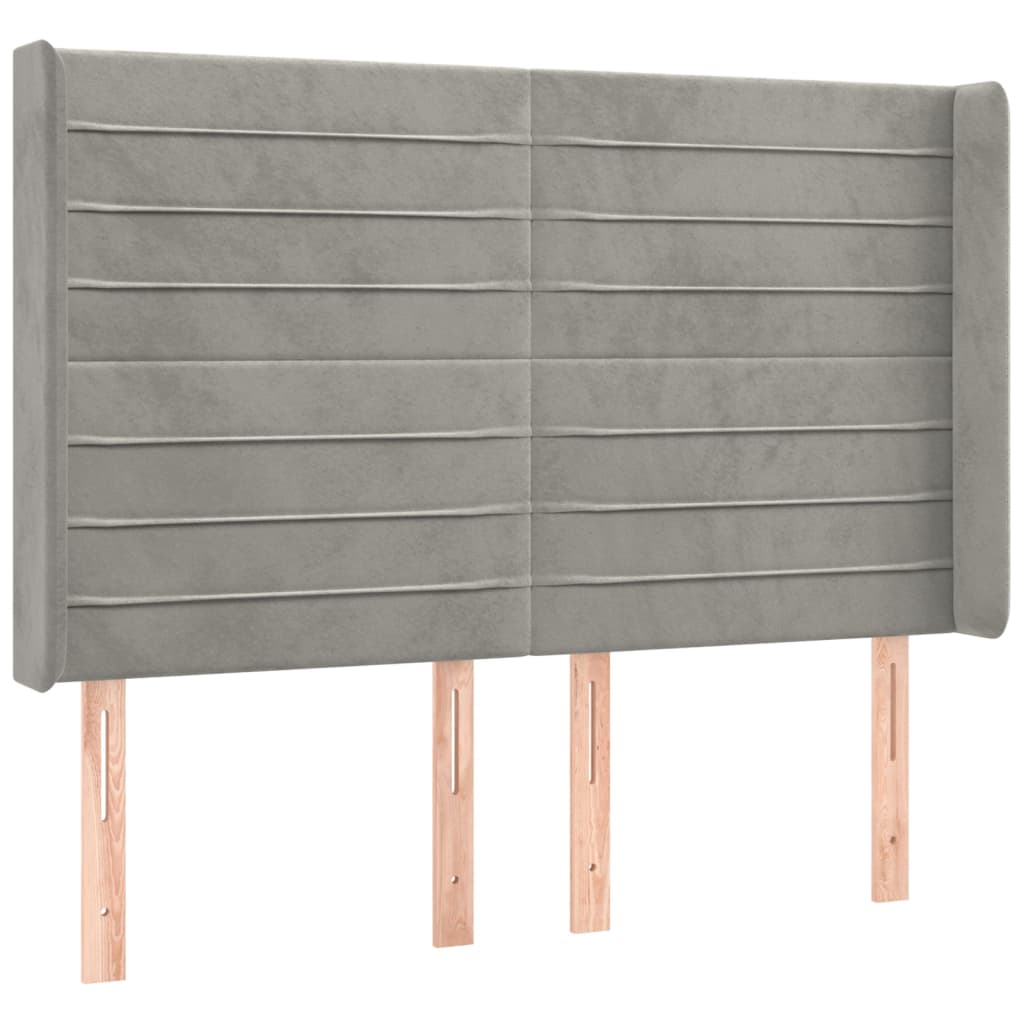 Letto a Molle Materasso e LED Grigio Chiaro 140x200 cm Velluto | homemem39