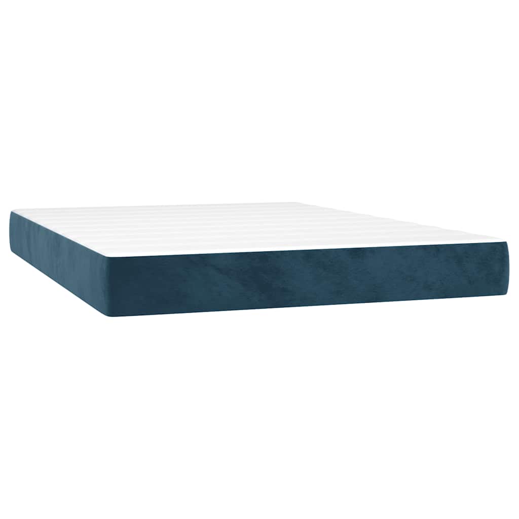 Letto a Molle con Materasso e LED Blu Scuro 140x200 cm | homemem39