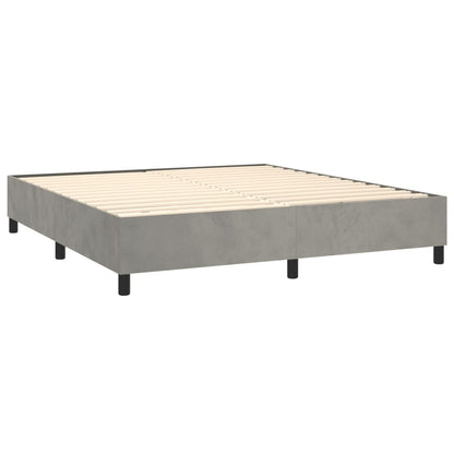 Letto a Molle Materasso e LED Grigio Chiaro 160x200 cm Velluto | homemem39