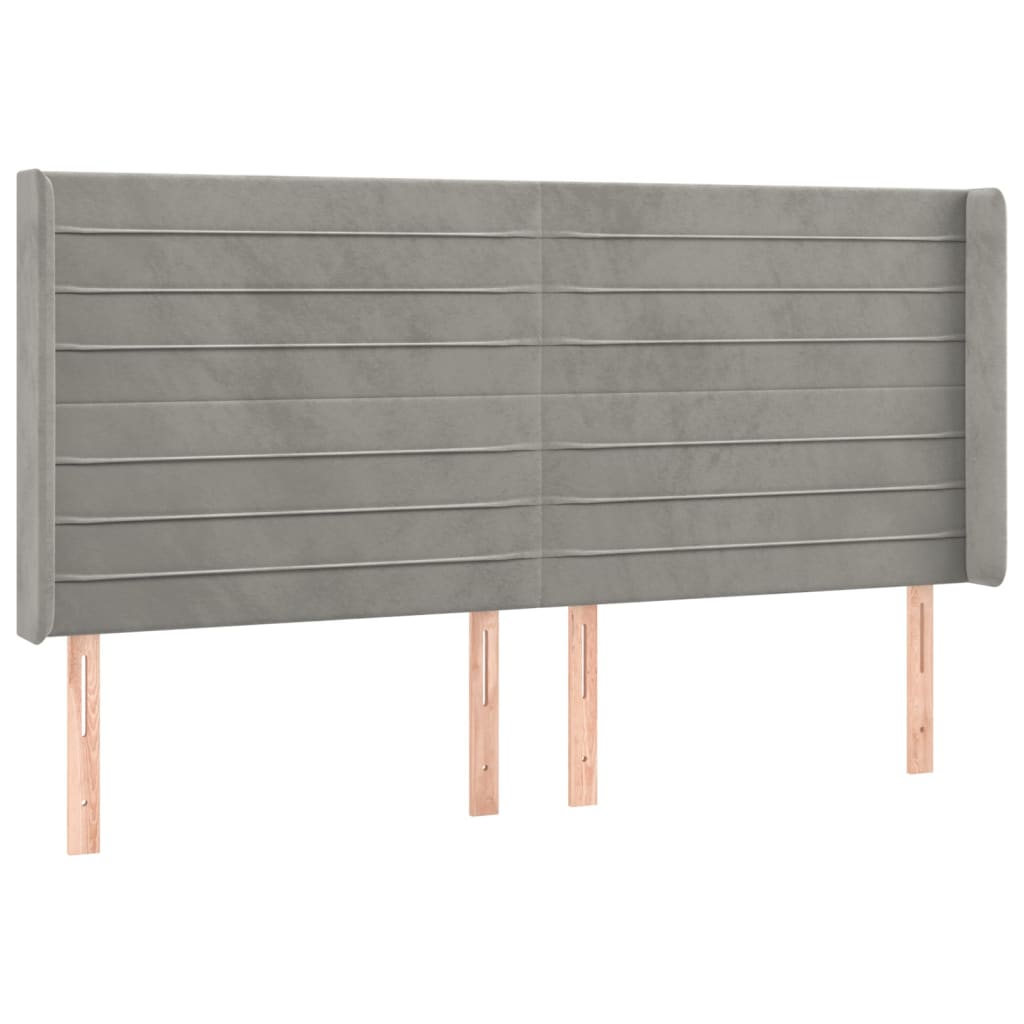 Letto a Molle Materasso e LED Grigio Chiaro 160x200 cm Velluto | homemem39