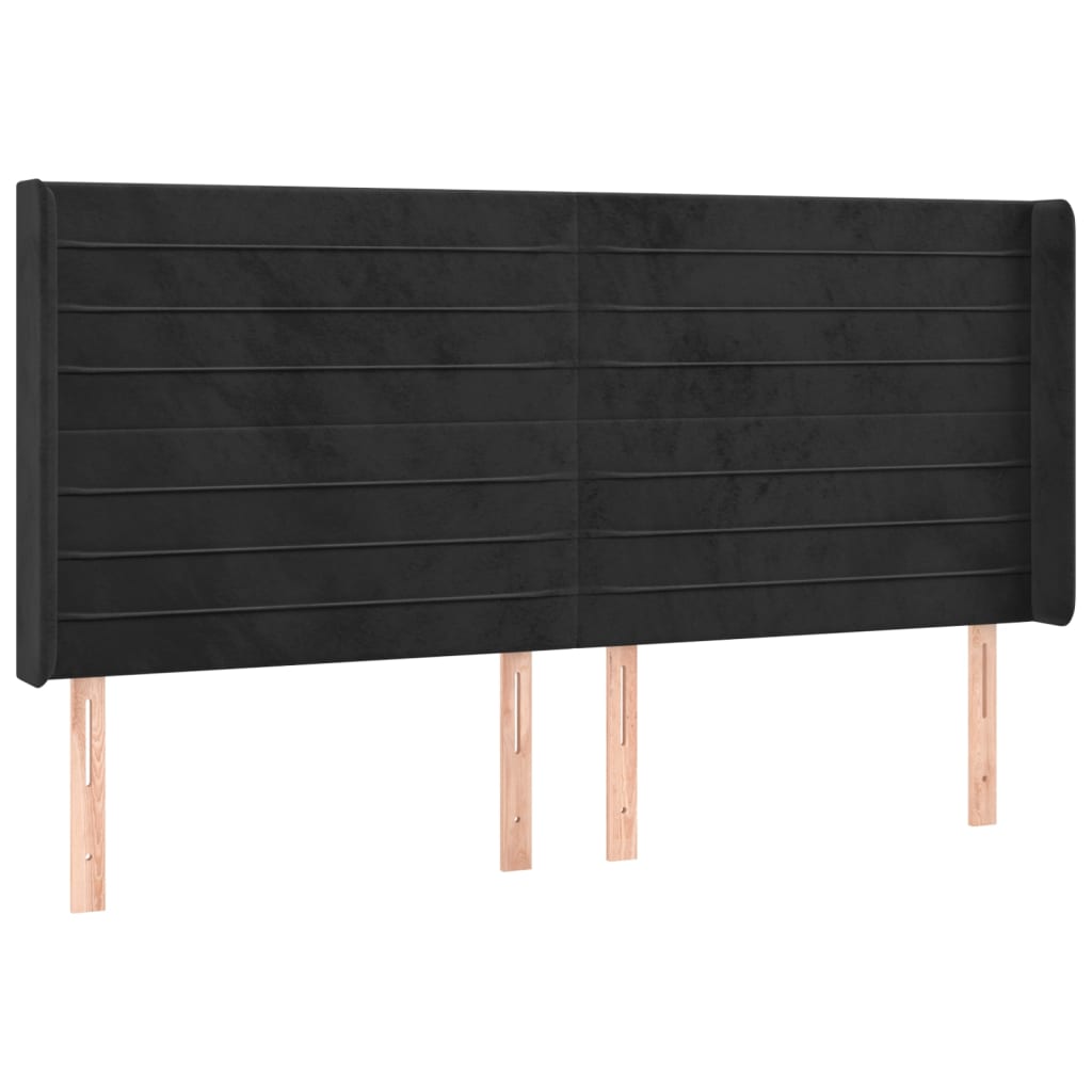 Letto a Molle con Materasso e LED Nero 160x200 cm in Velluto | homemem39