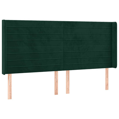 Letto a Molle con Materasso e LED Verde Scuro 160x200cm Velluto | homemem39