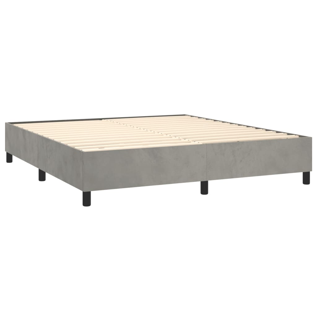 Letto a Molle Materasso e LED Grigio Chiaro 180x200 cm Velluto - homemem39