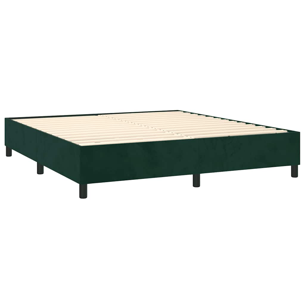 Letto a Molle con Materasso e LED Verde Scuro 180x200cm Velluto | homemem39