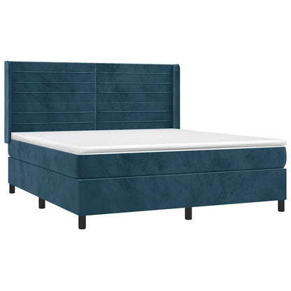 Letto a Molle con Materasso e LED Blu Scuro 180x200 cm | homemem39