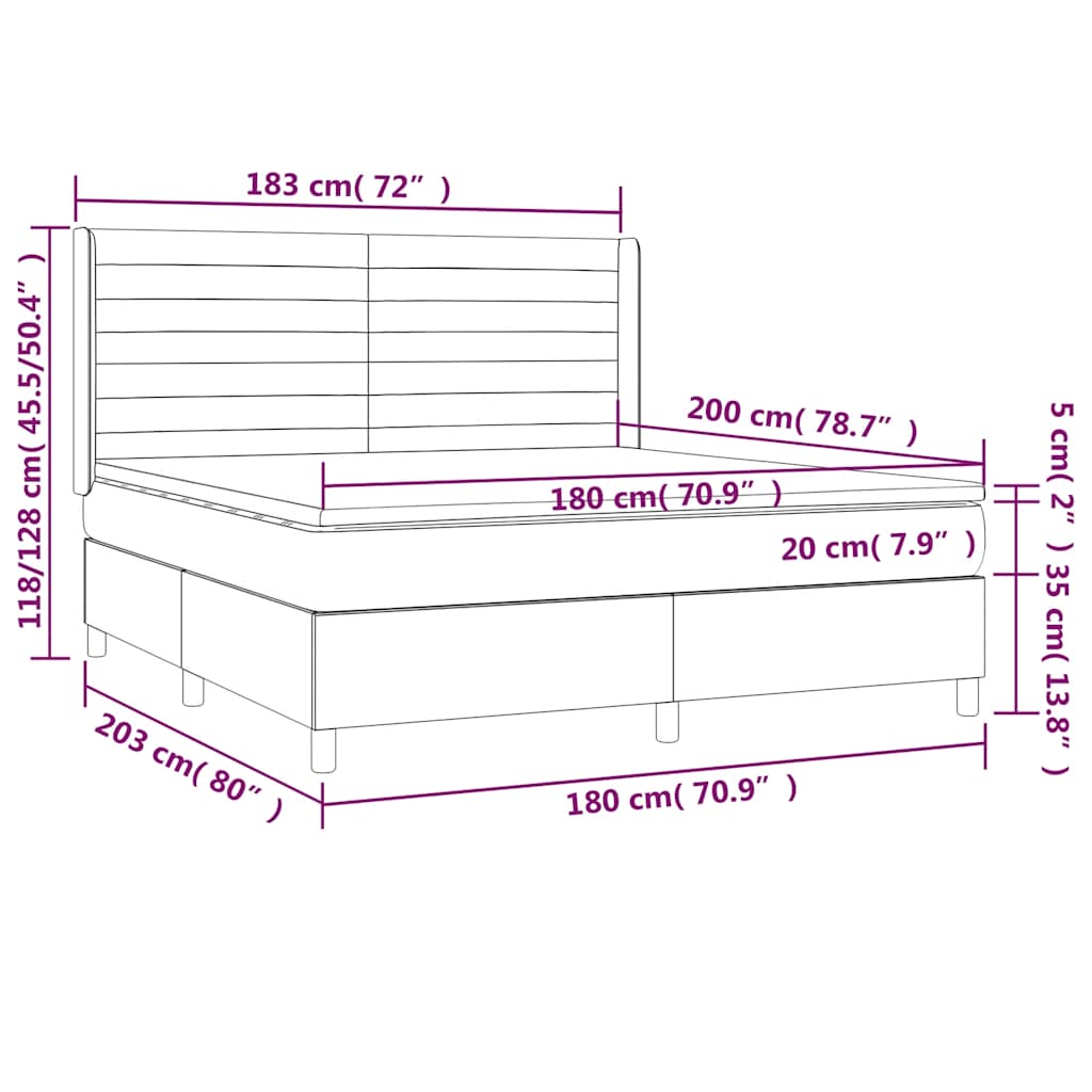 Letto a Molle con Materasso e LED Blu Scuro 180x200 cm | homemem39