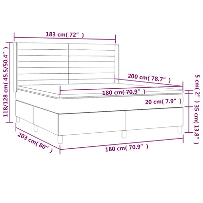 Letto a Molle con Materasso e LED Blu Scuro 180x200 cm | homemem39