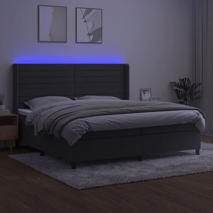 Letto a Molle con Materasso e LED Grigio Scuro 200x200 cm | homemem39