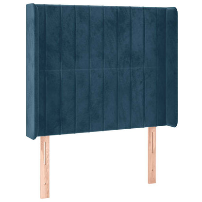 Letto a Molle con Materasso e LED Blu Scuro 80x200cm in Velluto | homemem39