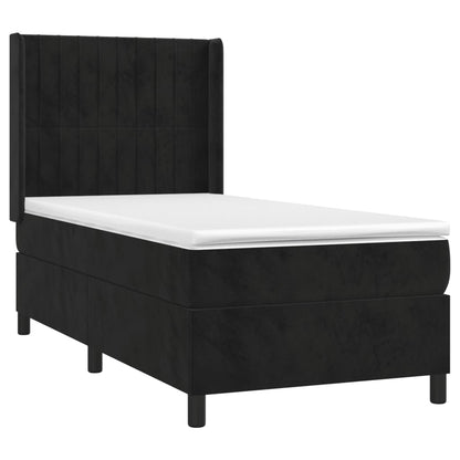 Letto a Molle con Materasso e LED Nero 90x190 cm in Velluto - homemem39