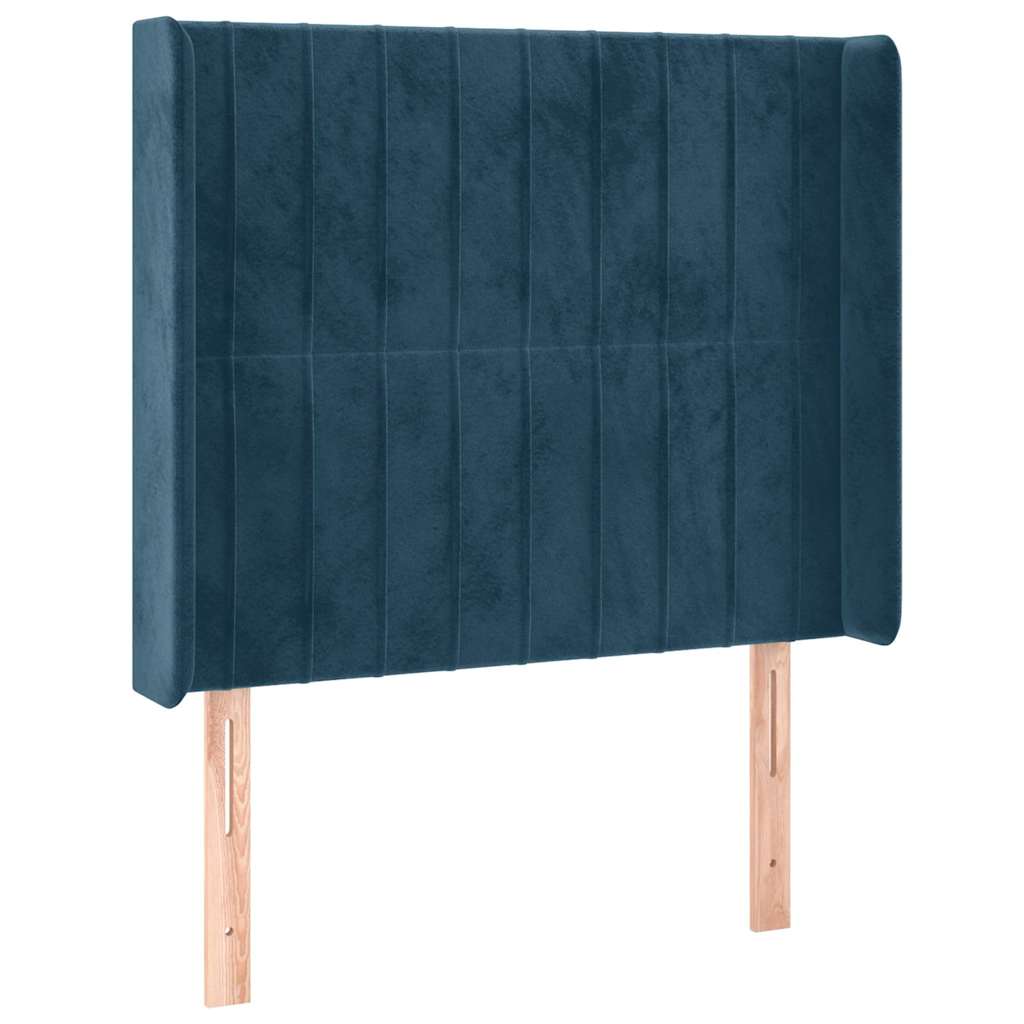 Letto a Molle con Materasso e LED Blu Scuro 90x190cm in Velluto | homemem39