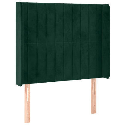 Letto a Molle con Materasso e LED Verde Scuro 90x200cm Velluto | homemem39