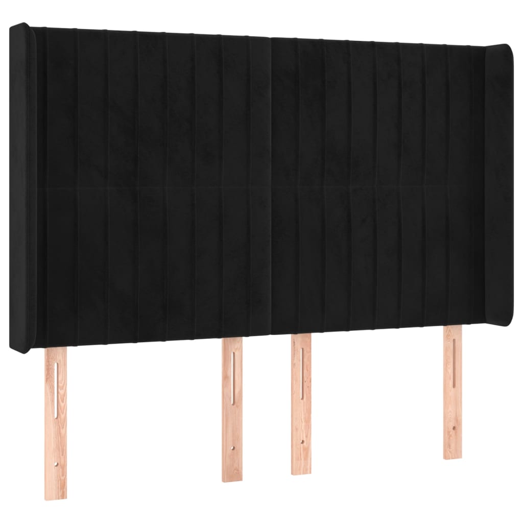 Letto a Molle con Materasso e LED Nero 140x190 cm in Velluto