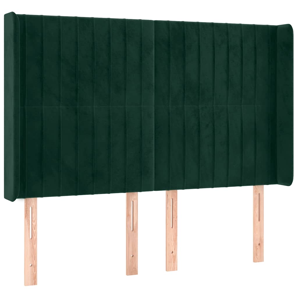 Letto a Molle con Materasso e LED Verde Scuro 140x190cm Velluto | homemem39