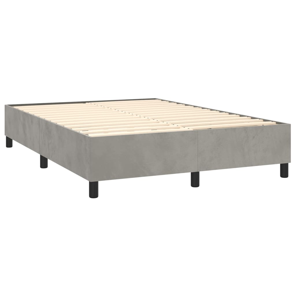 Letto a Molle Materasso e LED Grigio Chiaro 140x200 cm Velluto | homemem39