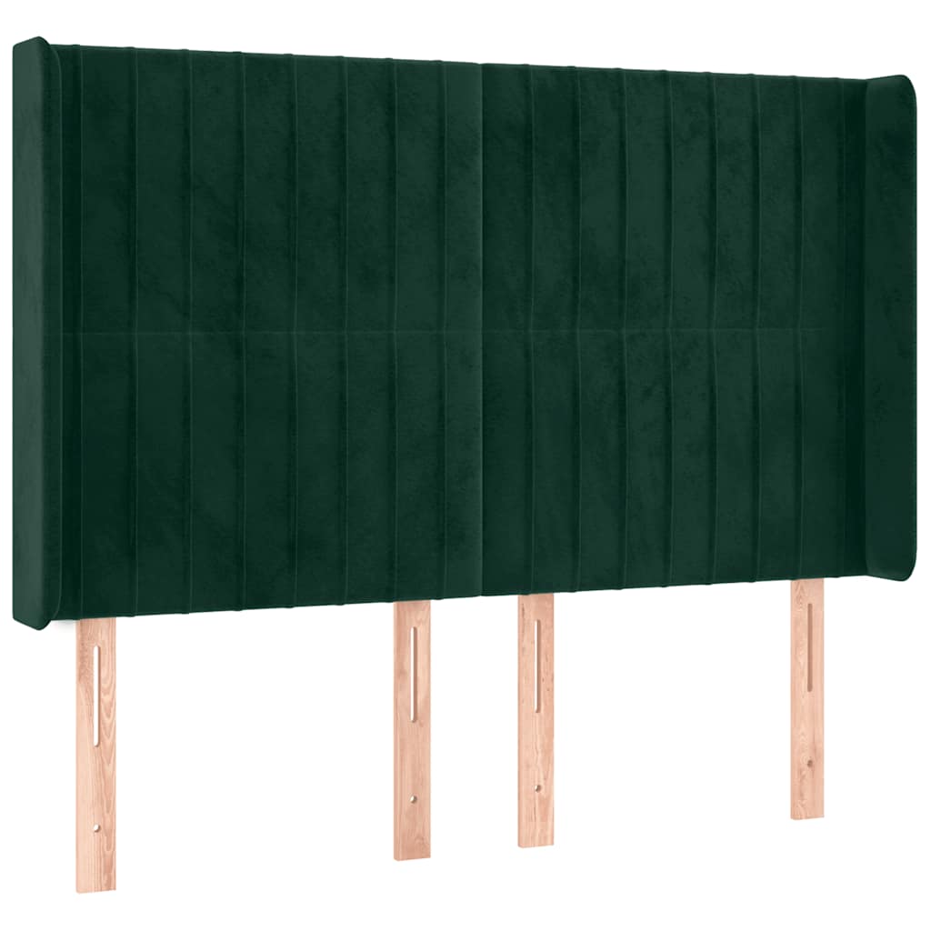 Letto a Molle con Materasso e LED Verde Scuro 140x200cm Velluto | homemem39