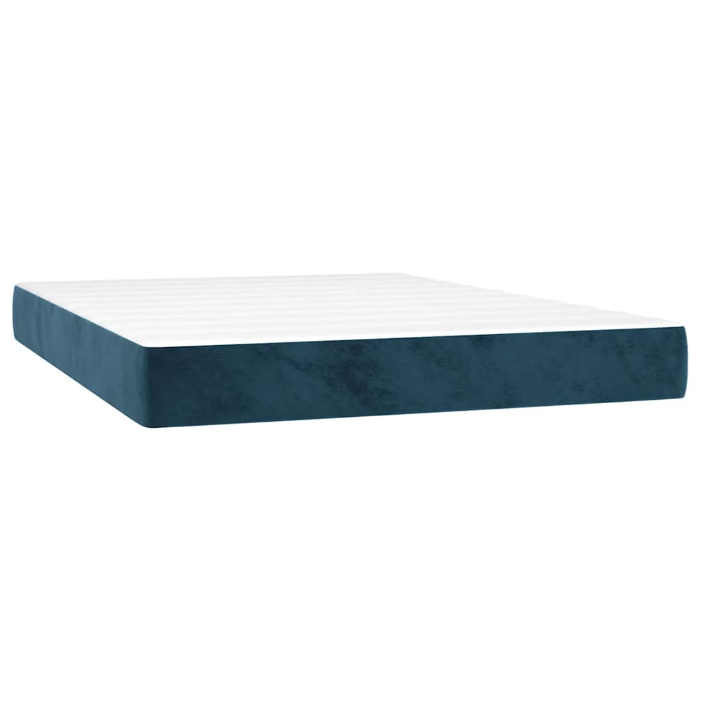 Letto a Molle con Materasso e LED Blu Scuro 140x200 cm | homemem39
