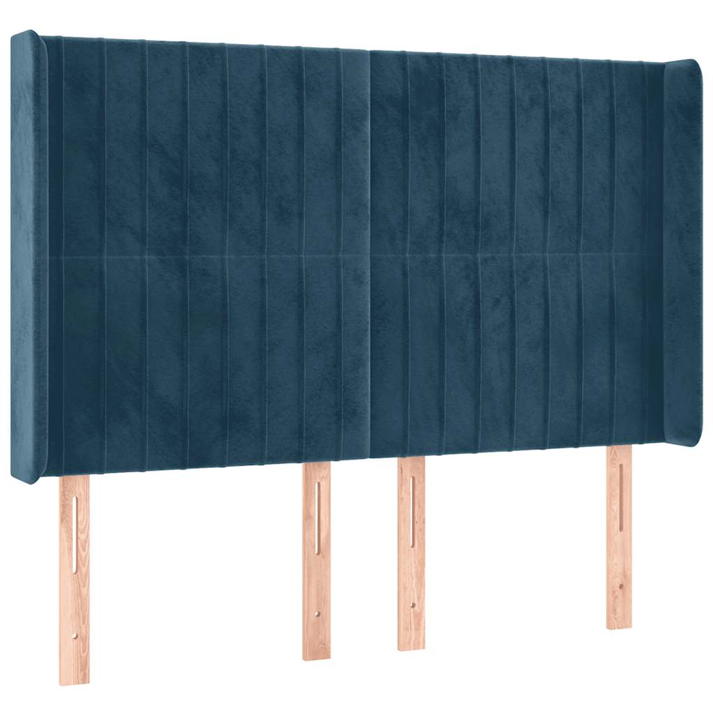 Letto a Molle con Materasso e LED Blu Scuro 140x200 cm