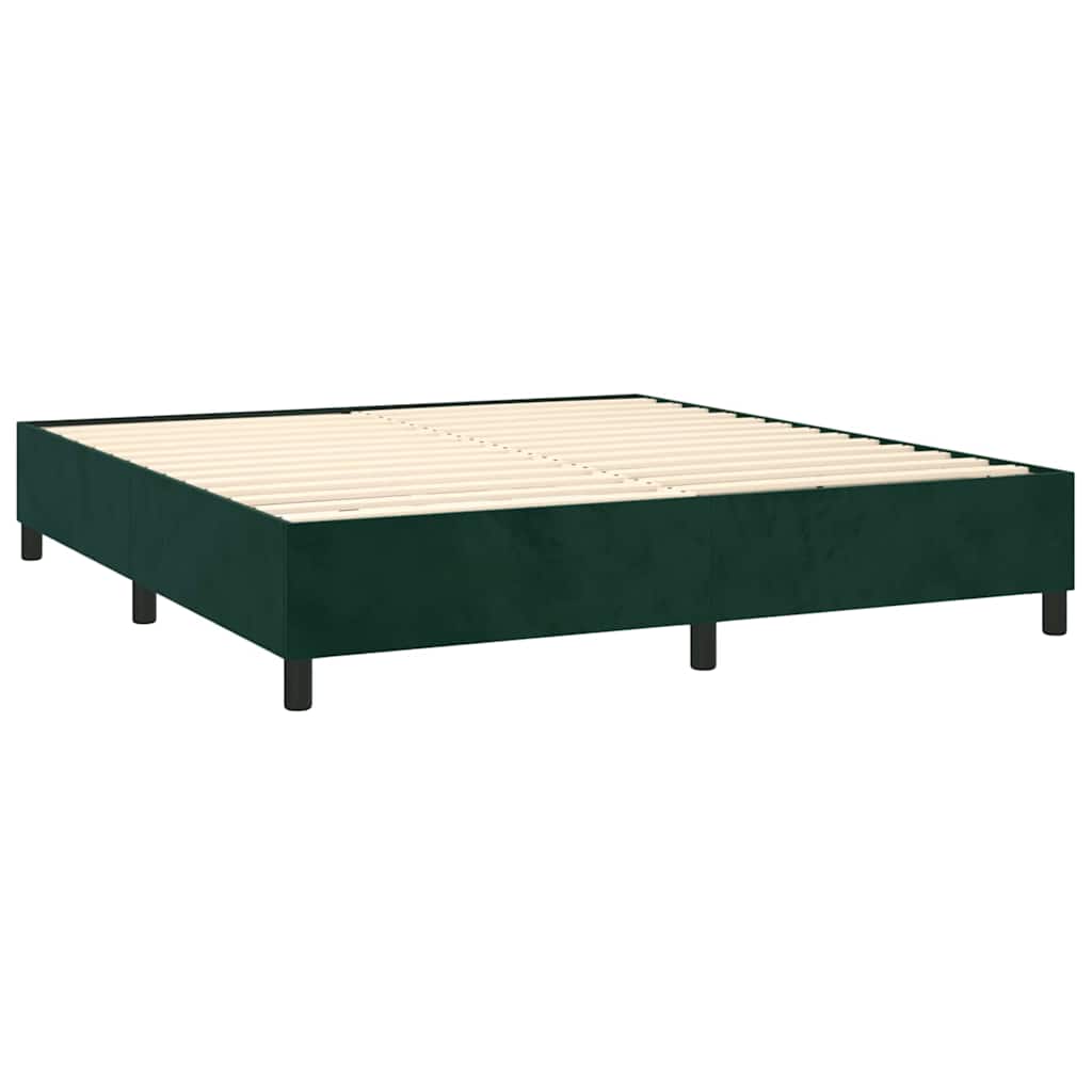 Letto a Molle con Materasso e LED Verde Scuro 160x200cm Velluto | homemem39
