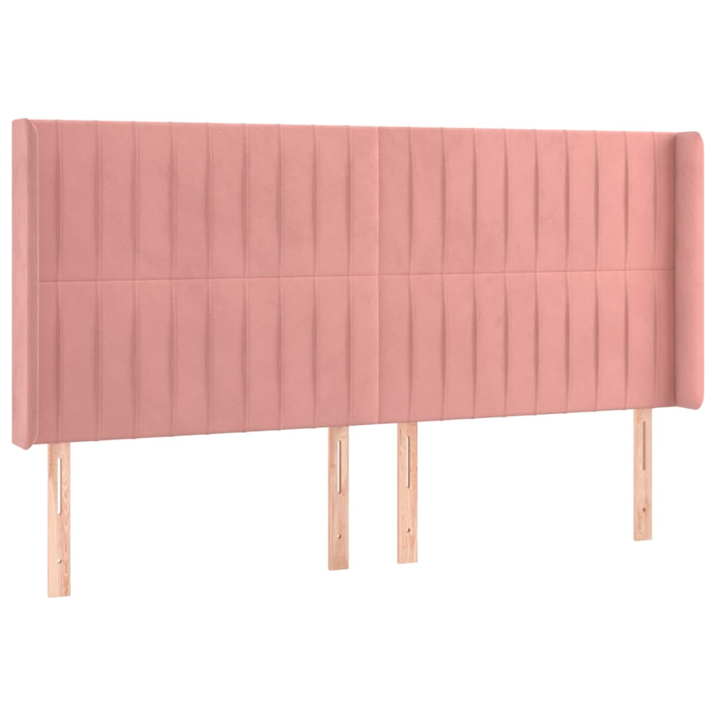 Letto a Molle con Materasso e LED Rosa 160x200 cm in Velluto