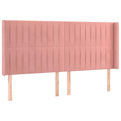 Letto a Molle con Materasso e LED Rosa 160x200 cm in Velluto