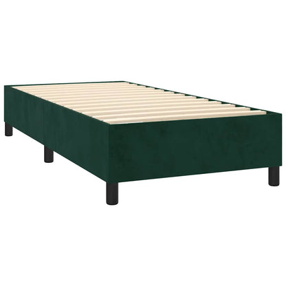 Letto a Molle con Materasso e LED Verde Scuro 90x190 cm Velluto | homemem39