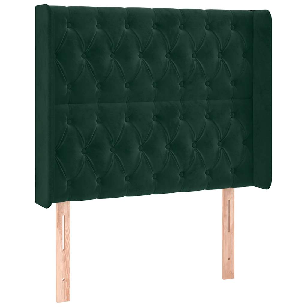 Letto a Molle con Materasso e LED Verde Scuro 90x190 cm Velluto | homemem39