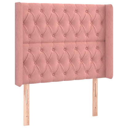 Letto a Molle con Materasso e LED Rosa 90x190 cm in Velluto