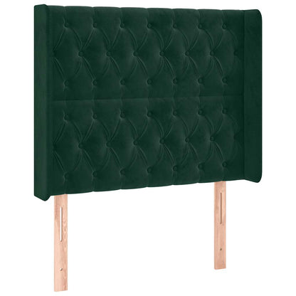 Letto a Molle con Materasso e LED Verde Scuro 100x200cm Velluto | homemem39