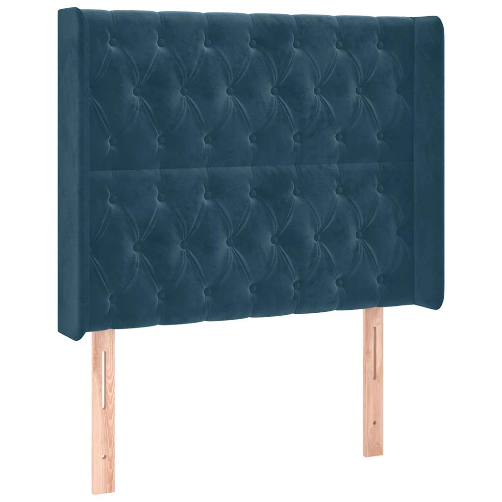 Letto a Molle con Materasso e LED Blu Scuro 100x200 cm