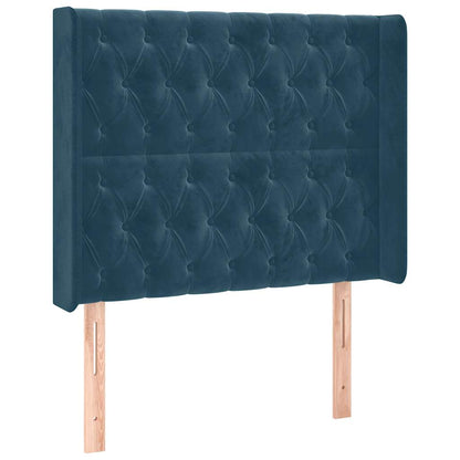 Letto a Molle con Materasso e LED Blu Scuro 100x200 cm