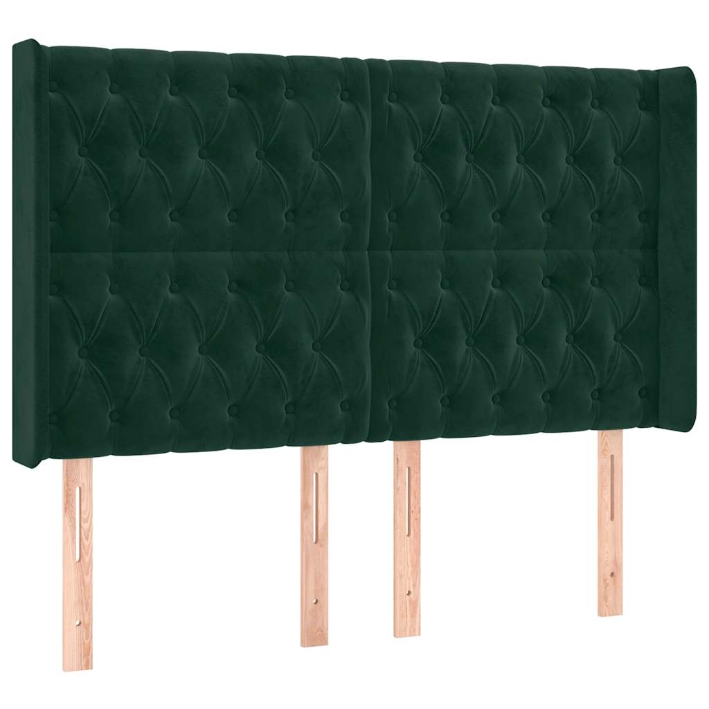 Letto a Molle con Materasso e LED Verde Scuro 140x190cm Velluto | homemem39