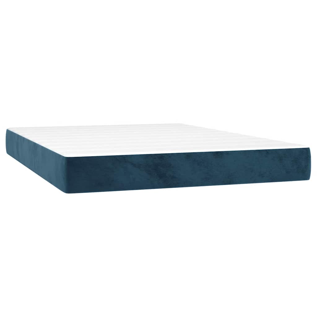 Letto a Molle con Materasso e LED Blu Scuro 140x190 cm | homemem39