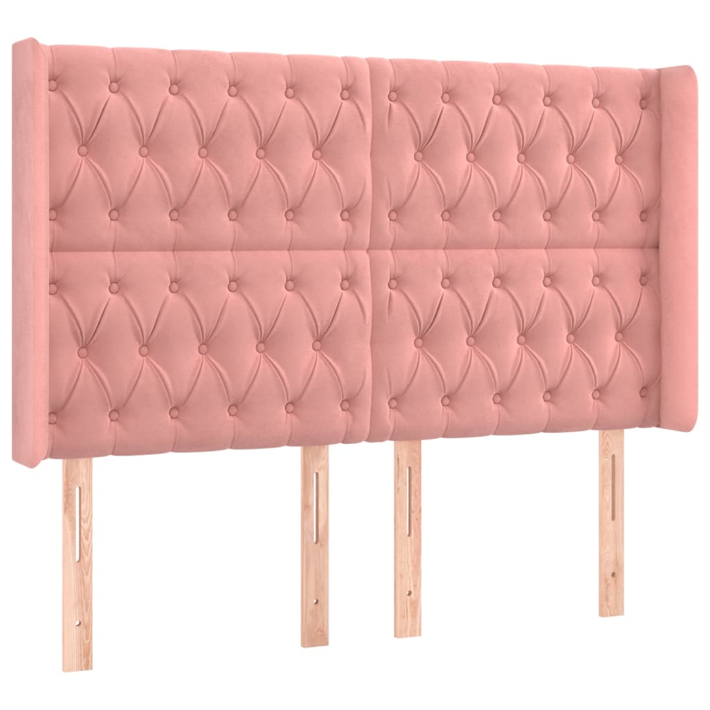 Letto a Molle con Materasso e LED Rosa 140x190 cm in Velluto | homemem39