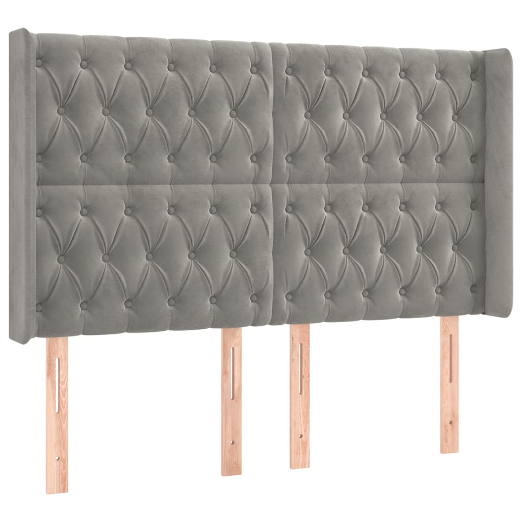 Letto a Molle Materasso e LED Grigio Chiaro 140x200 cm Velluto | homemem39