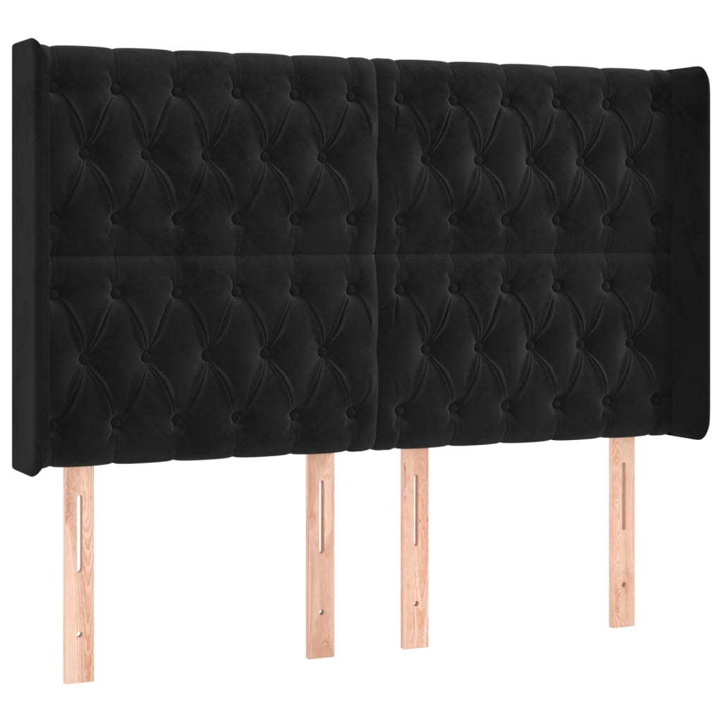 Letto a Molle con Materasso e LED Nero 140x200 cm in Velluto | homemem39