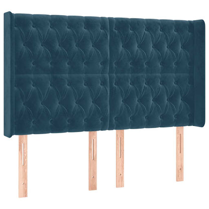 Letto a Molle con Materasso e LED Blu Scuro 140x200 cm