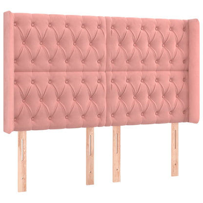 Letto a Molle con Materasso e LED Rosa 140x200 cm in Velluto | homemem39