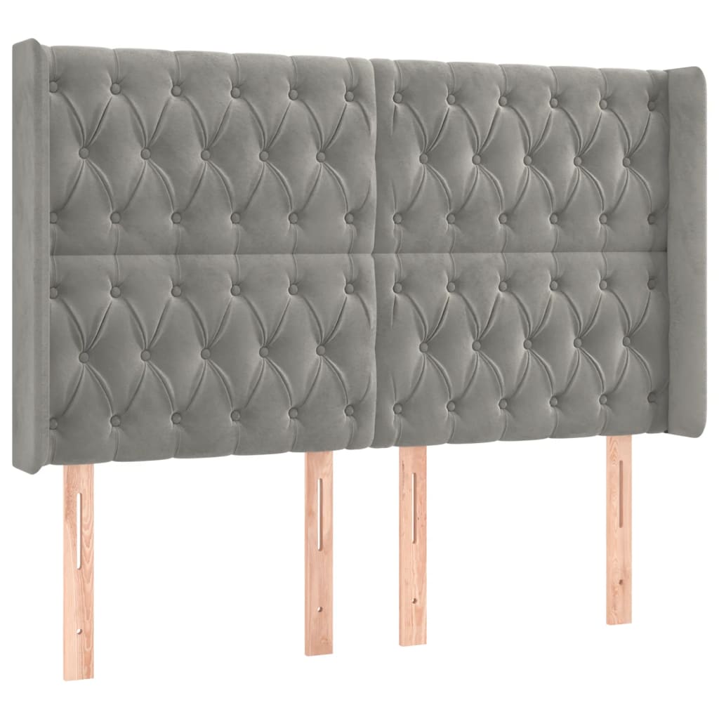 Letto a Molle Materasso e LED Grigio Chiaro 160x200 cm Velluto | homemem39