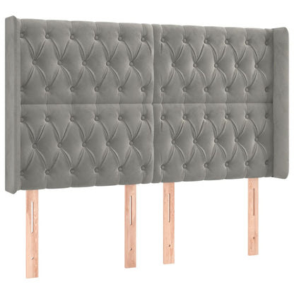 Letto a Molle Materasso e LED Grigio Chiaro 160x200 cm Velluto | homemem39