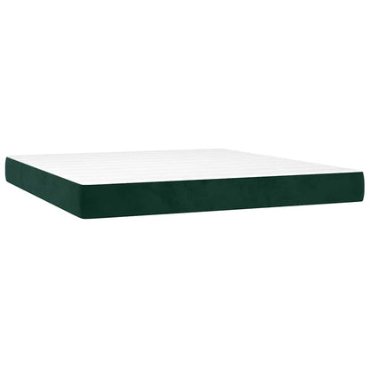 Letto a Molle con Materasso e LED Verde Scuro 160x200cm Velluto | homemem39