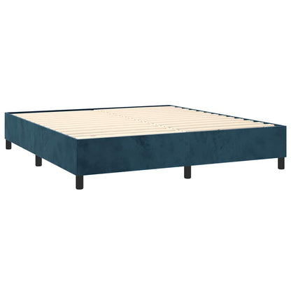 Letto a Molle con Materasso e LED Blu Scuro 160x200 cm | homemem39